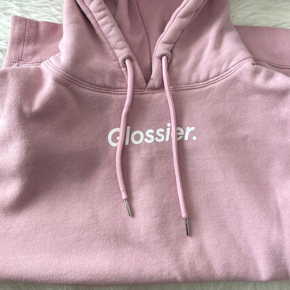 pink glossier hoodie